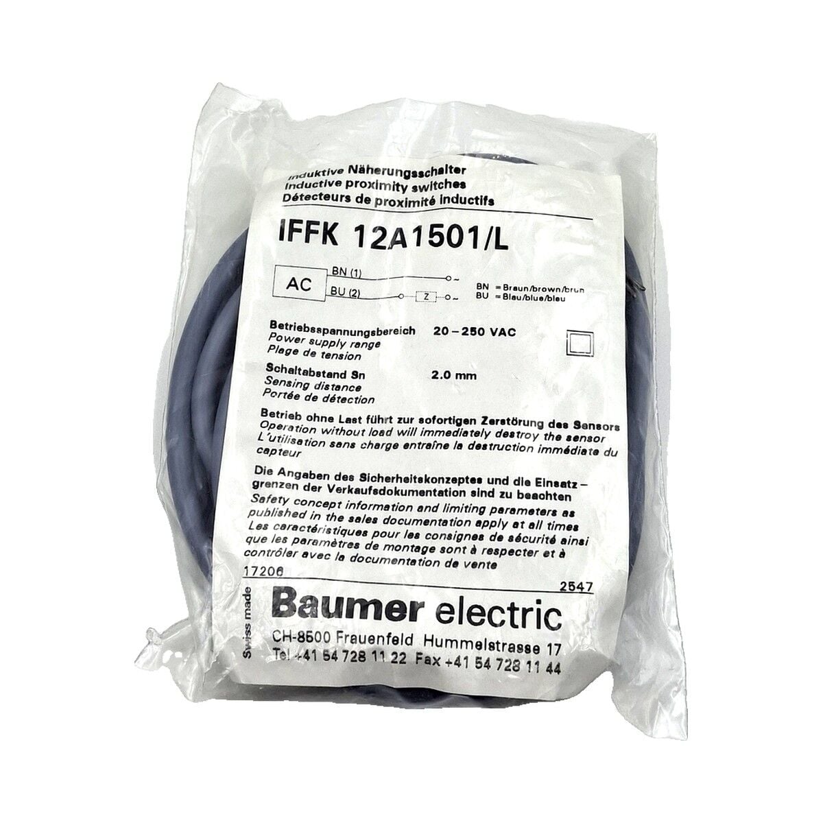 BAUMER IFFK 12A1501 L Kare Tip Endüktif Sensör