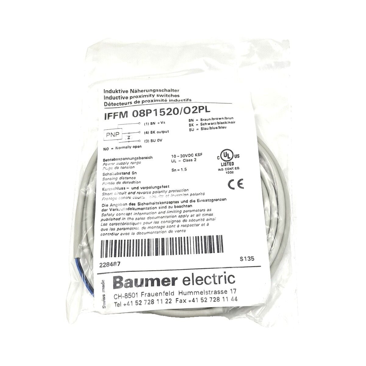BAUMER IFFM 08P1520 P2PL Kare Tip Endüktif Sensör PNP