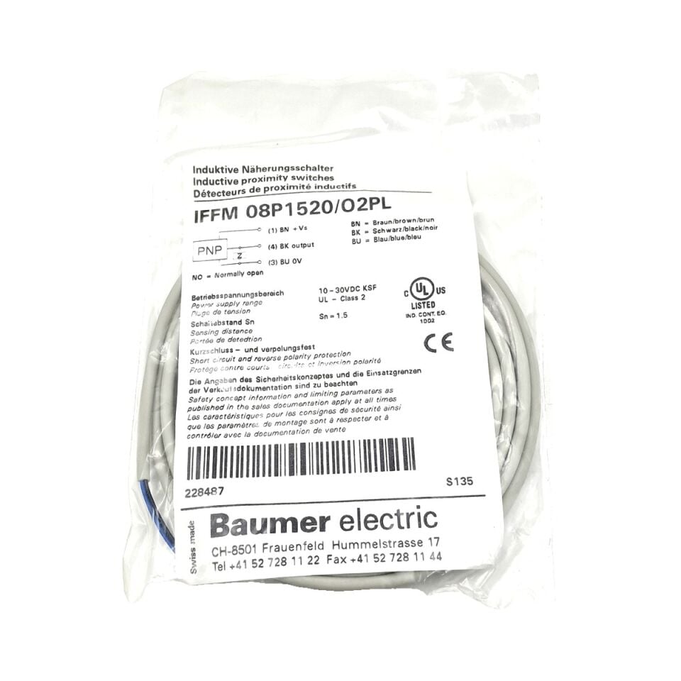 BAUMER IFFM 08P1520 P2PL Kare Tip Endüktif Sensör PNP