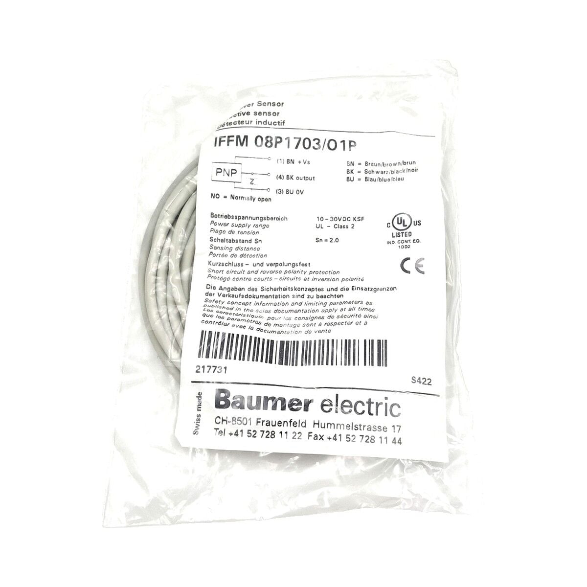 BAUMER IFFM 08P1703 O1P Kare Tip Endüktif Sensör PNP