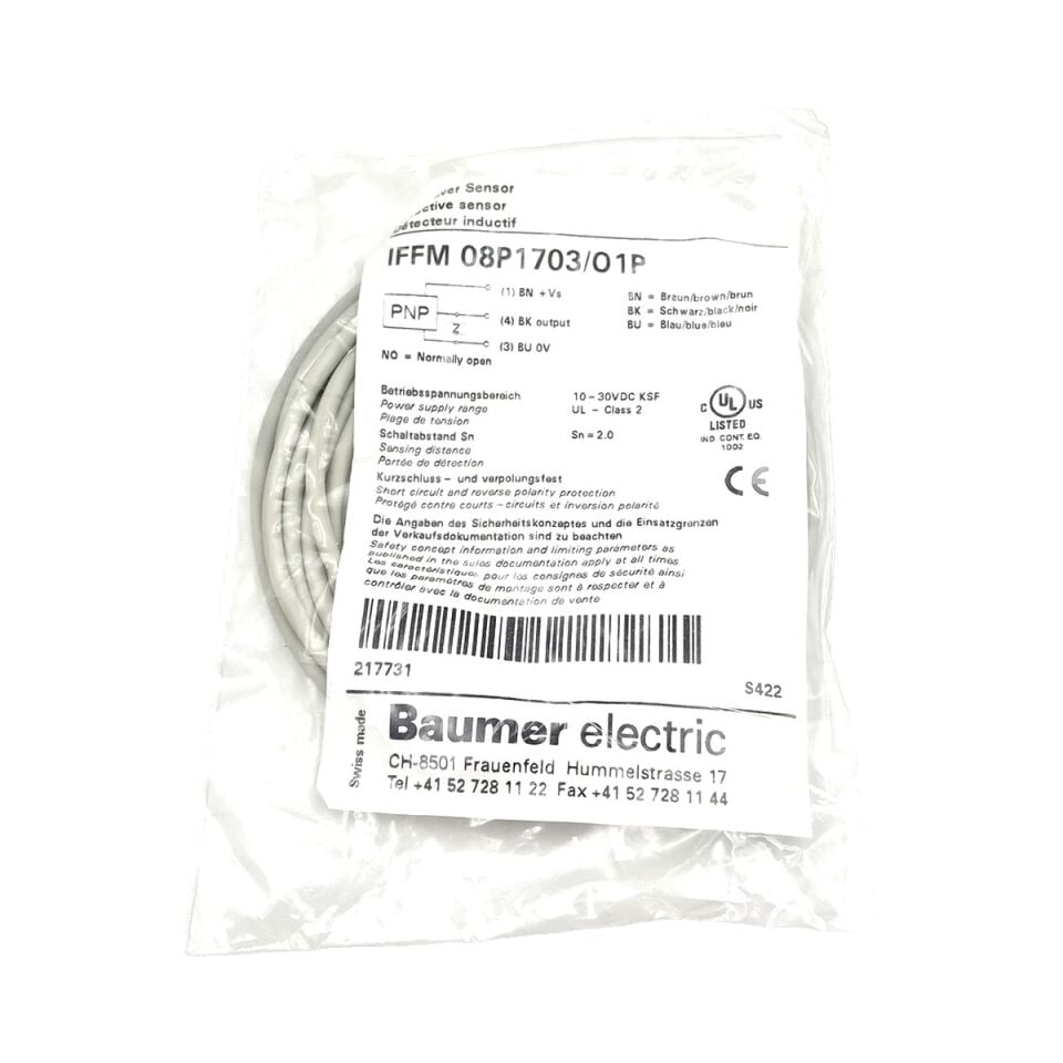 BAUMER IFFM 08P1703 O1P Kare Tip Endüktif Sensör PNP