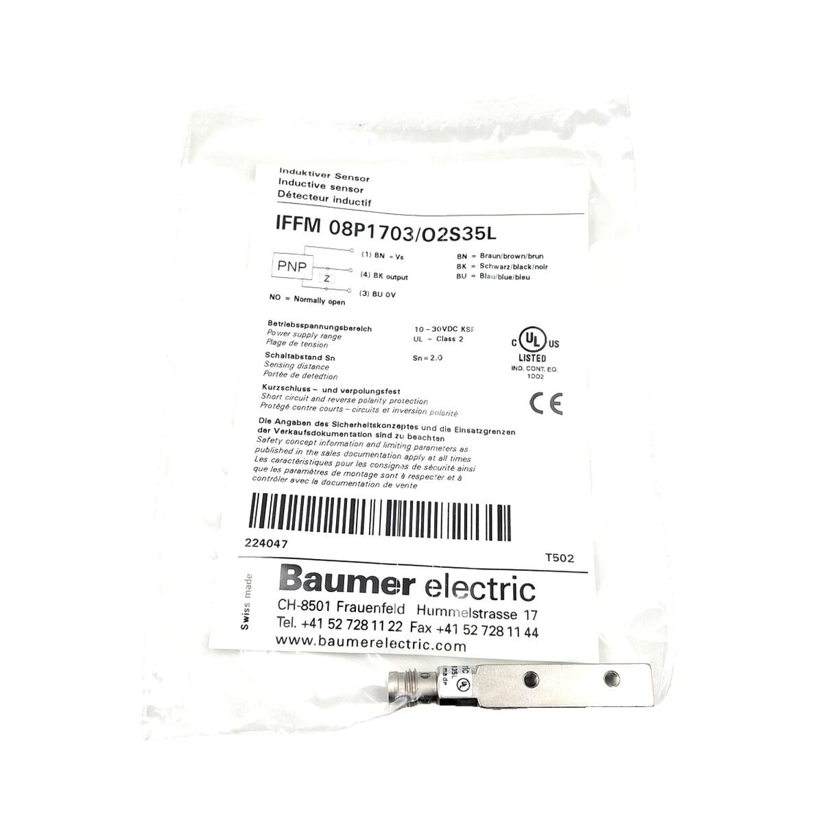 BAUMER IFFM 08P1703 O2S35L Kare Tip Endüktif Sensör PNP