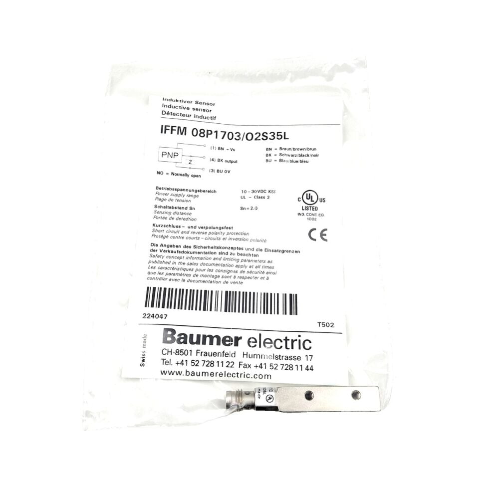 BAUMER IFFM 08P1703 O2S35L Kare Tip Endüktif Sensör PNP