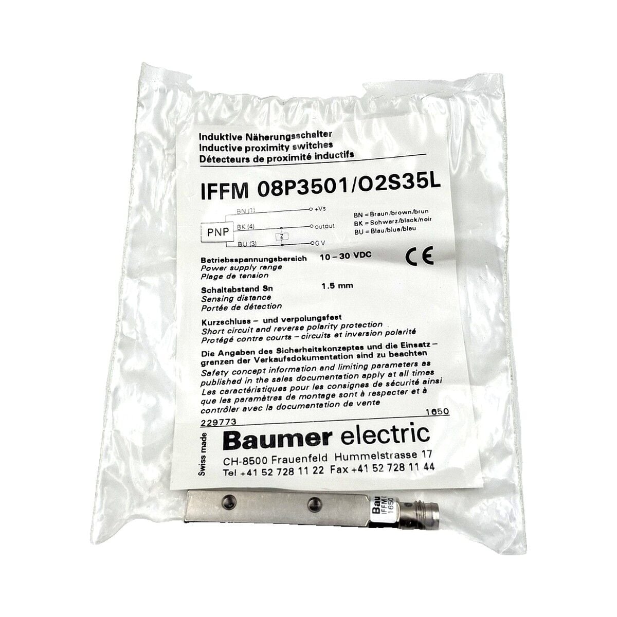 BAUMER IFFM 08P3501 O2S35L Kare Tip Endüktif Sensör PNP