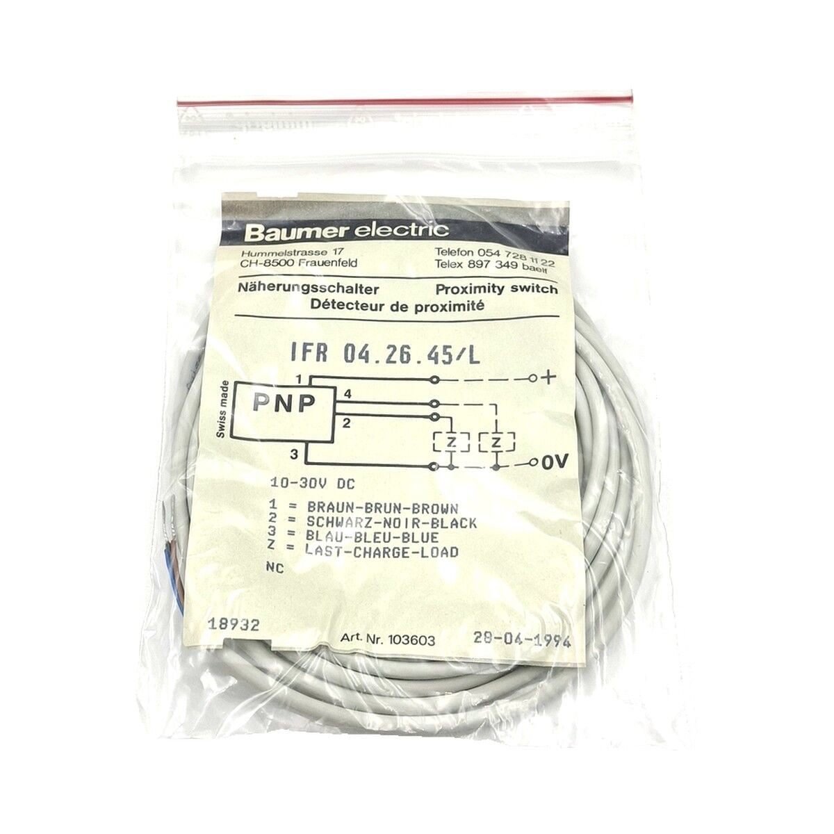 BAUMER IFR 04.26.45 L Endüktif Sensör