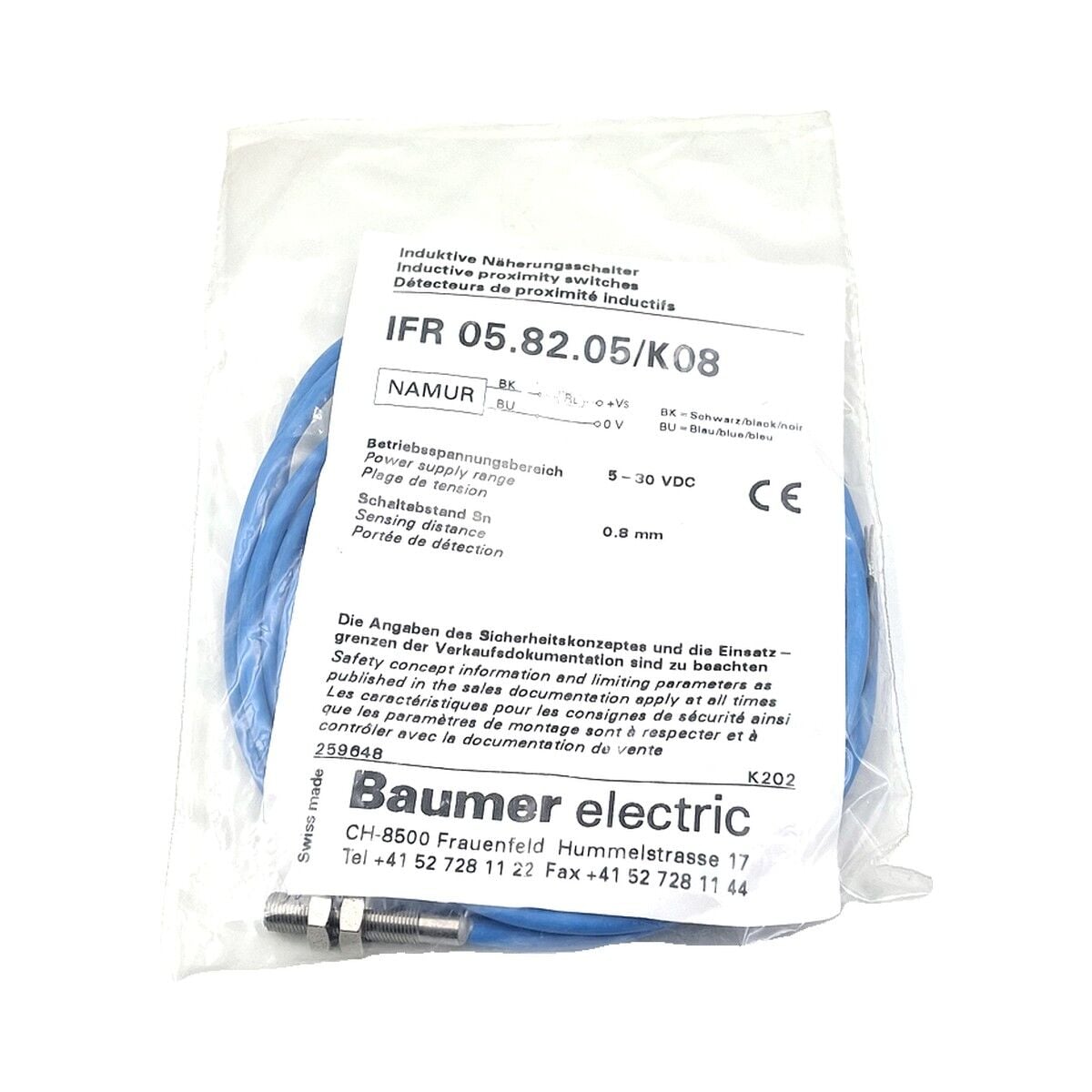 BAUMER IFR 05.82.05 K08 Endüktif Sensör