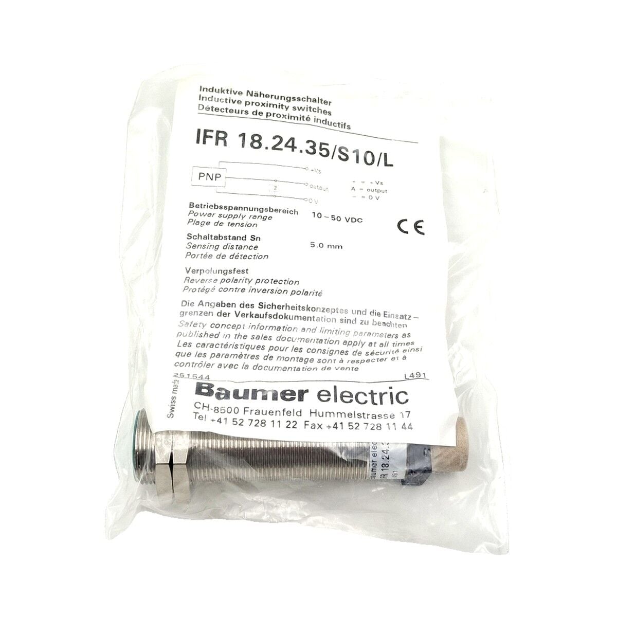 BAUMER IFR 18.24.35 S10 L M18 Endüktif Sensör