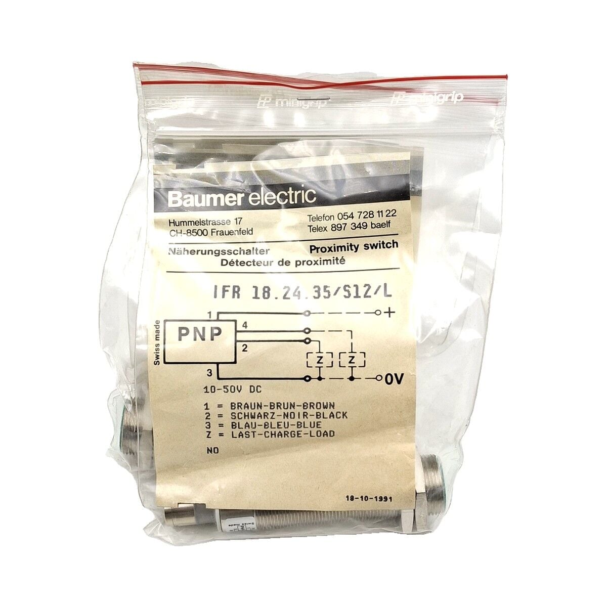 BAUMER IFR 18.24.35 S12 L M18 Endüktif Sensör