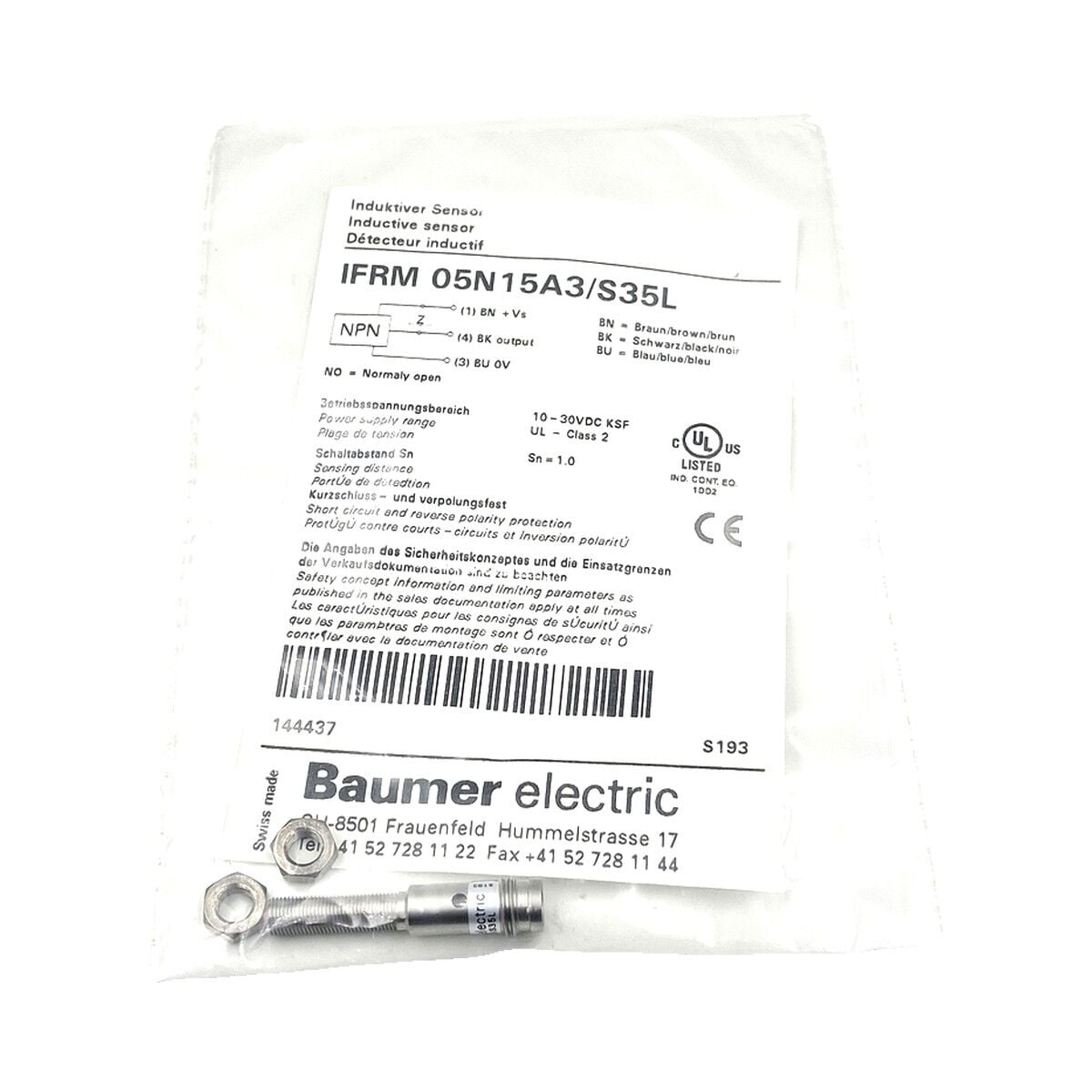 BAUMER IFRM 05N15A3 S35L Endüktif Sensör NPN