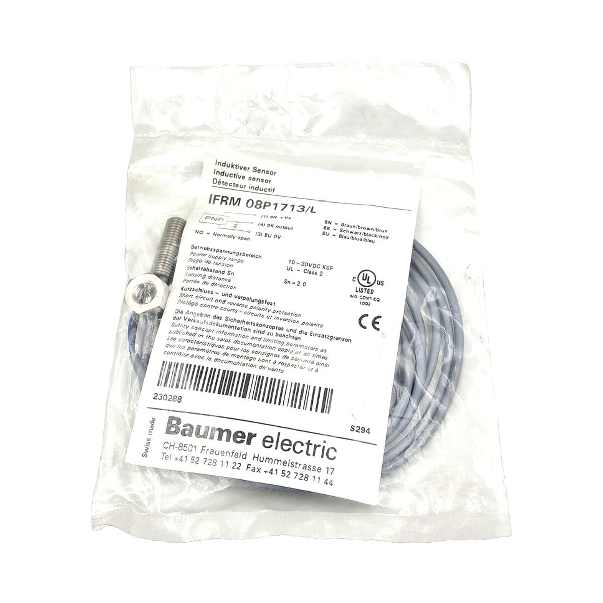 BAUMER IFRM 08P1713 L M8 Endüktif Sensör PNP