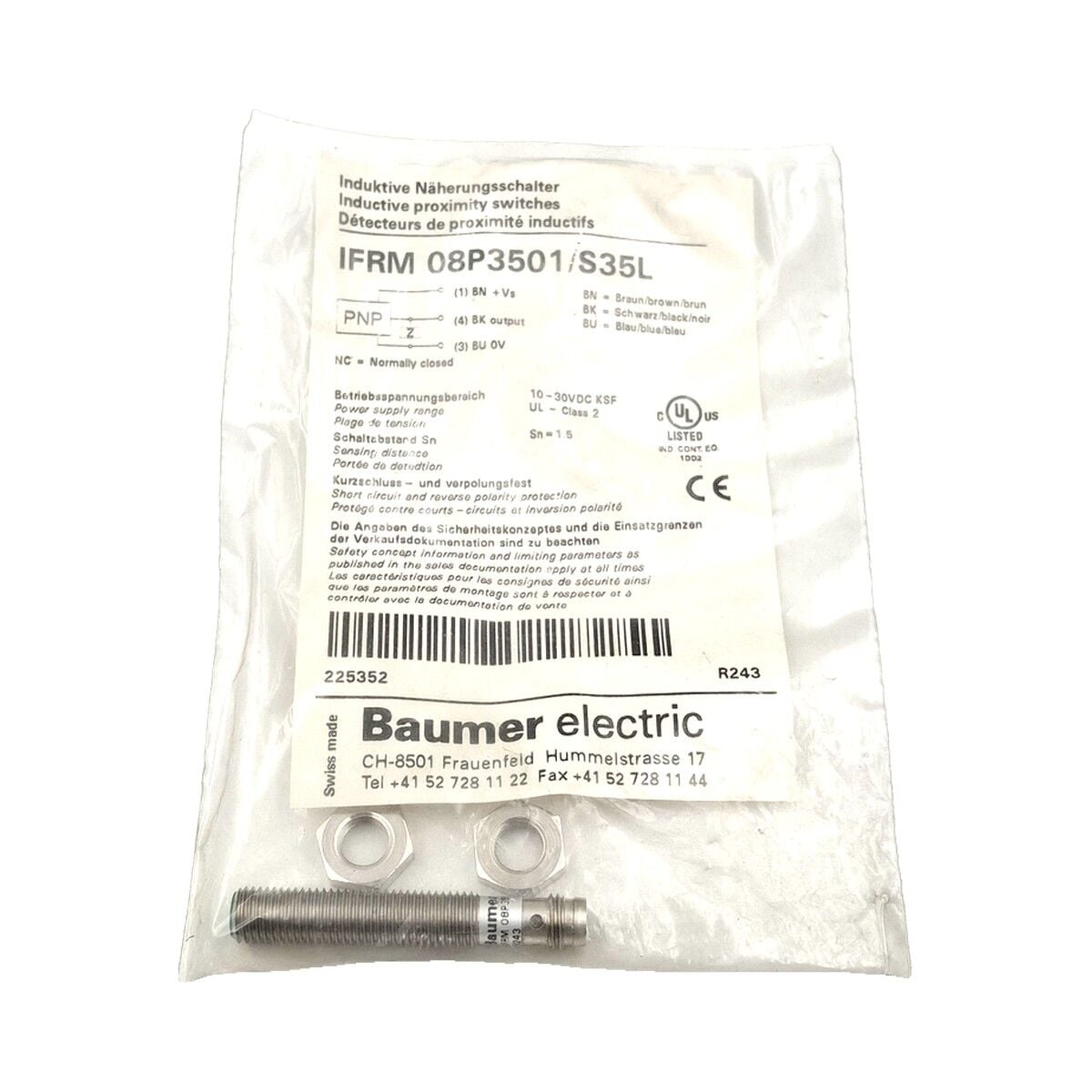 BAUMER IFRM 08P3501 S35L M8 Endüktif Sensör PNP