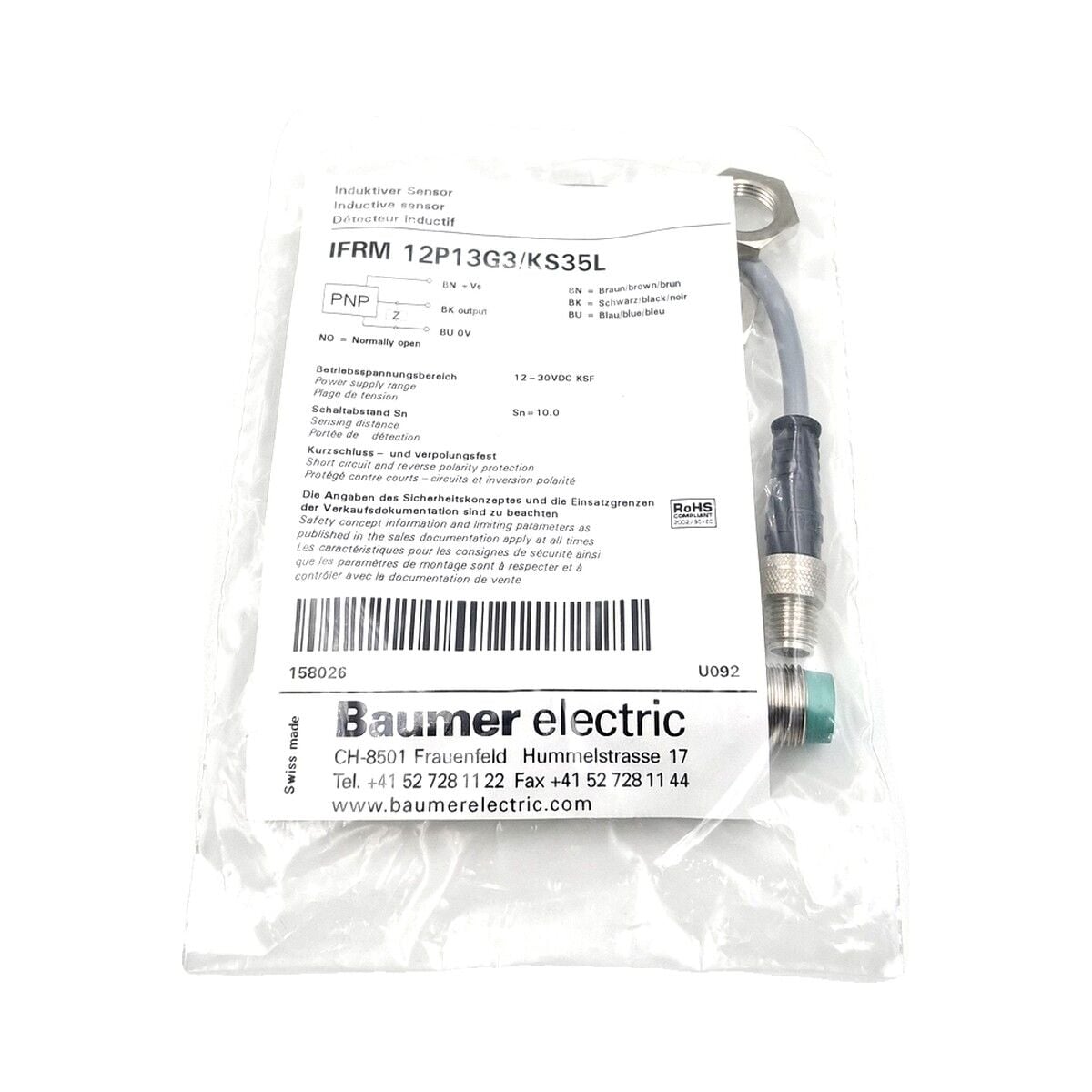BAUMER IFRM 12P13G3 KS35L M12 Endüktif Sensör PNP