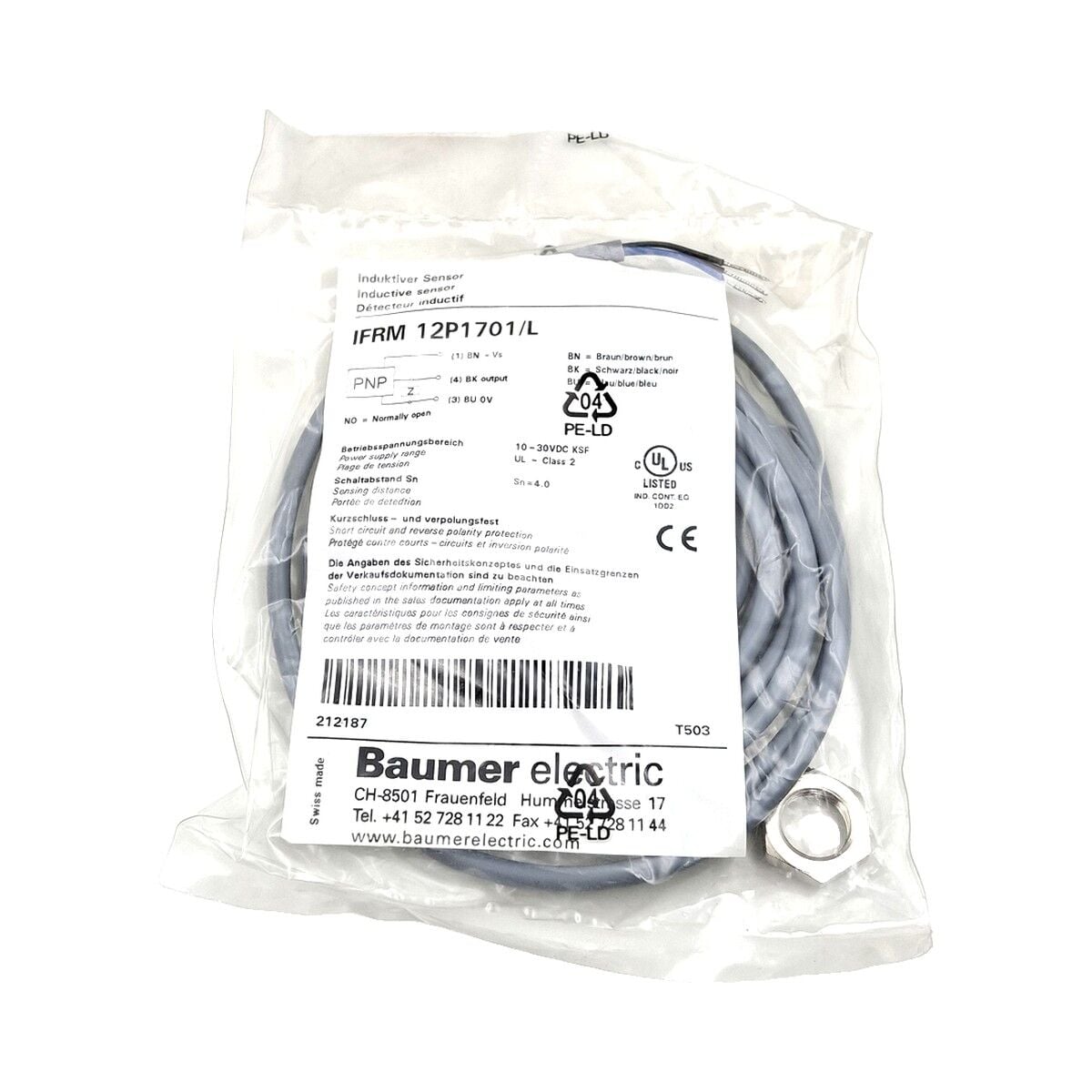 BAUMER IFRM 12P1701 L M12 Endüktif Sensör PNP