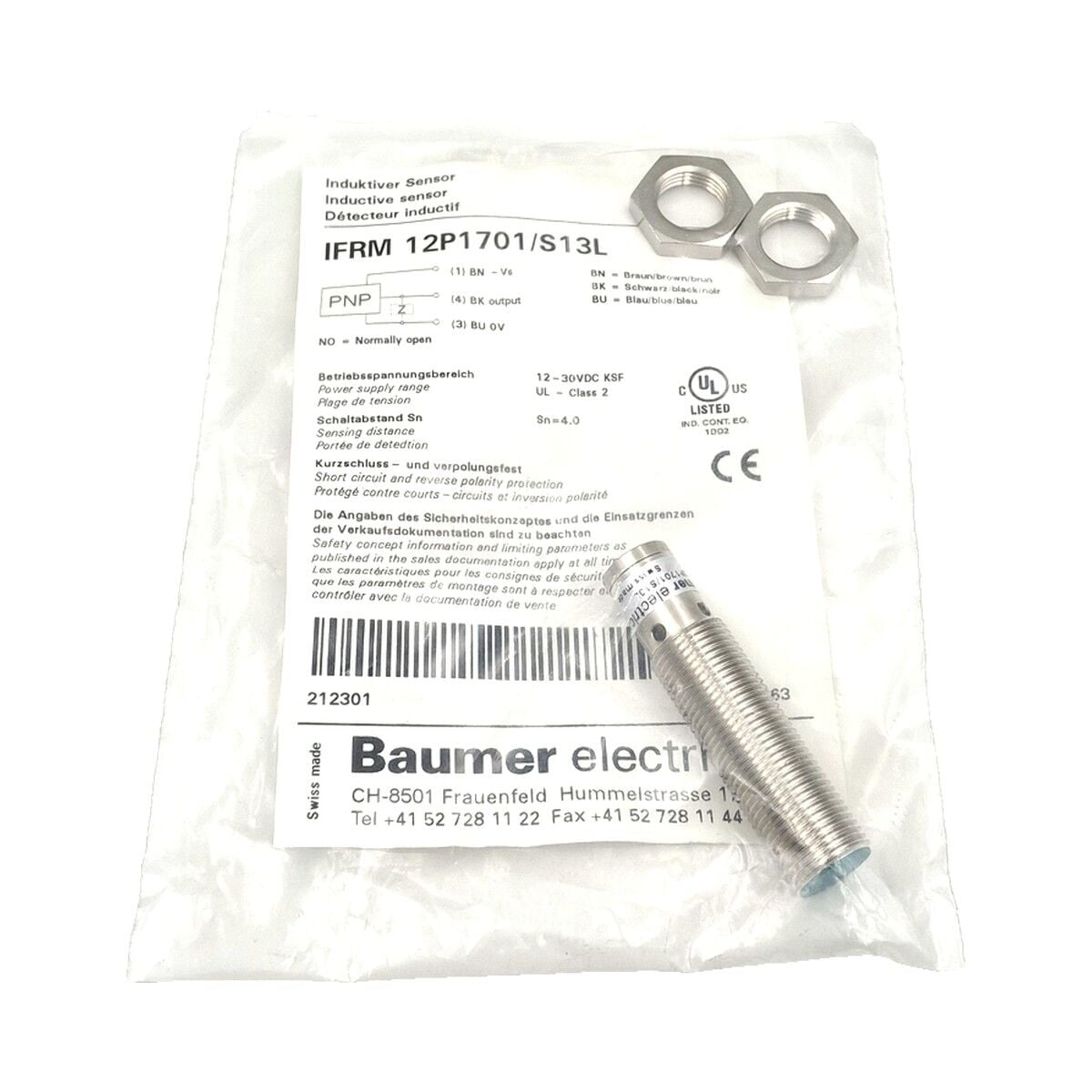 BAUMER IFRM 12P1701 S13L M12 Endüktif Sensör PNP