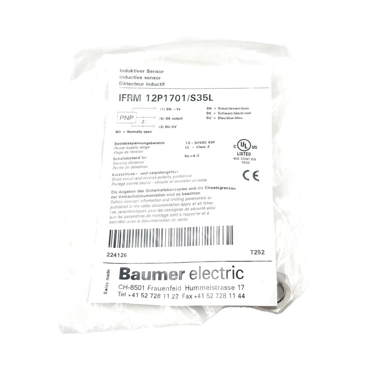 BAUMER IFRM 12P1701 S35L M12 Endüktif Sensör PNP