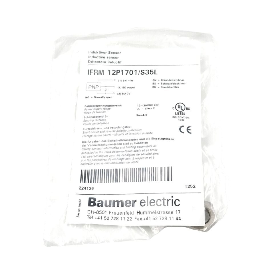 BAUMER IFRM 12P1701 S35L M12 Endüktif Sensör PNP