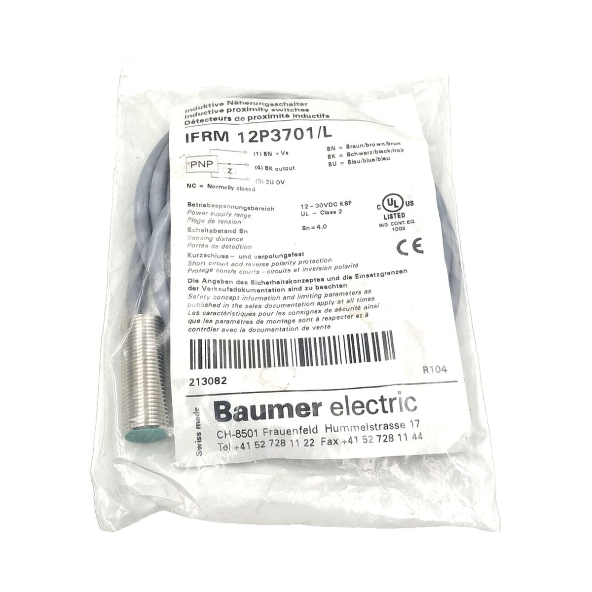 BAUMER IFRM 12P3701 L M12 Endüktif Sensör PNP