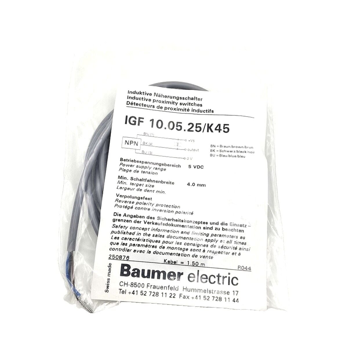 BAUMER IGF 10.05.25 K25 Dişli Algılama Endüktif Sensörü