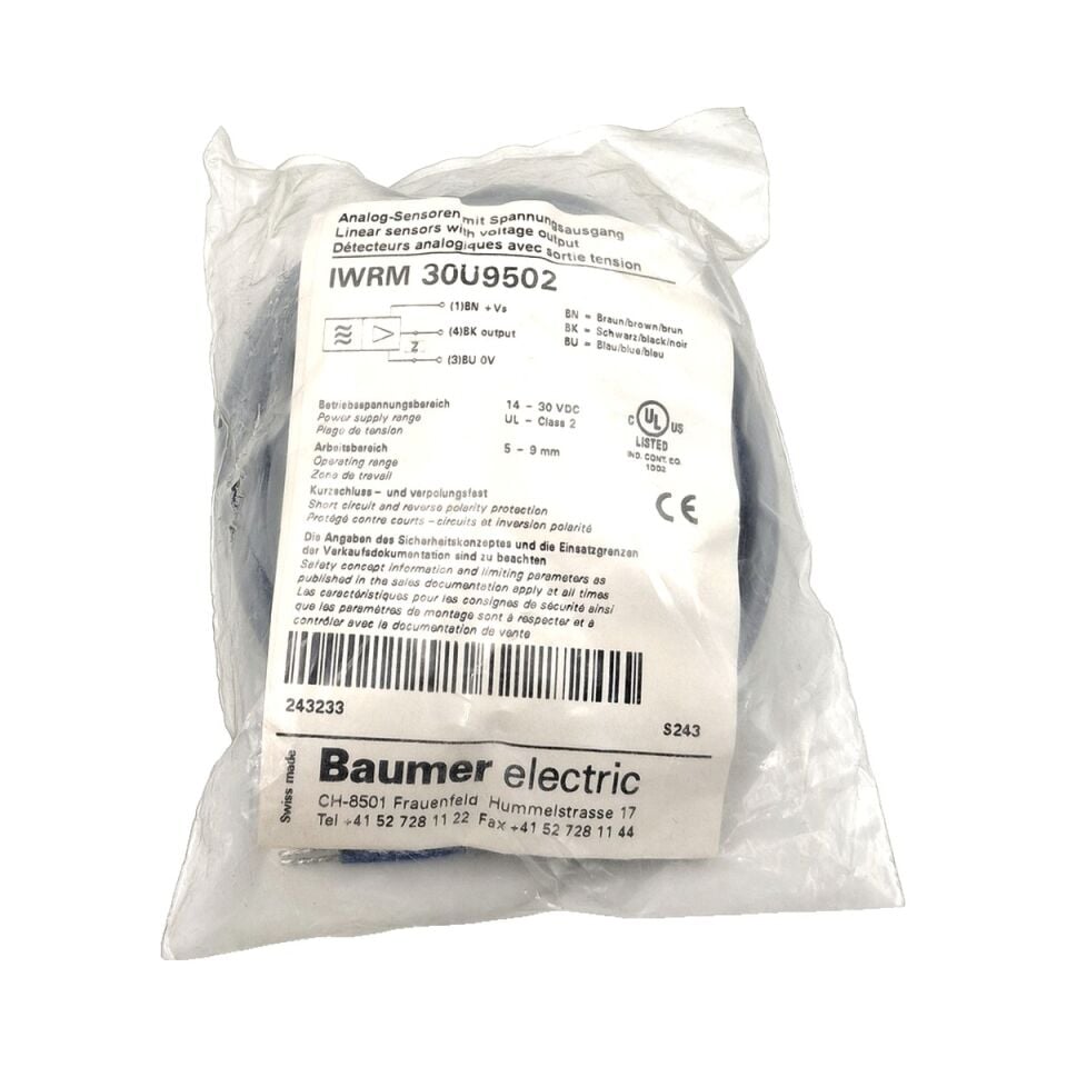 BAUMER IWEM 30U9502 Endüktif Mesafe Sensörü Analog Çıkışlı