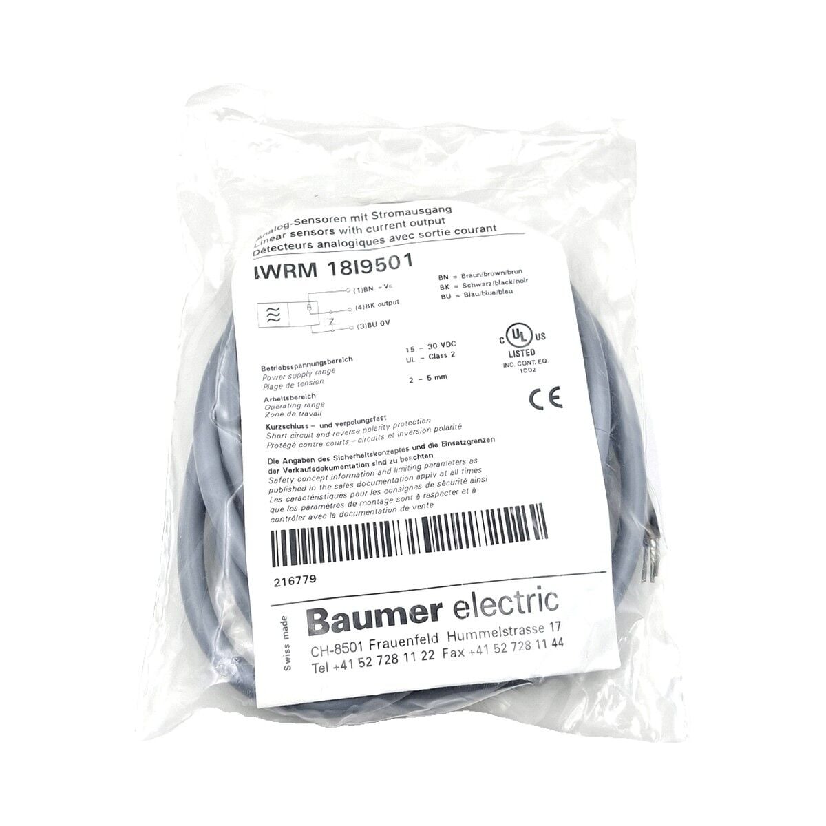 BAUMER IWRM 18I1901 M18 Endüktif Mesafe Sensörü Analog Çıkışlı
