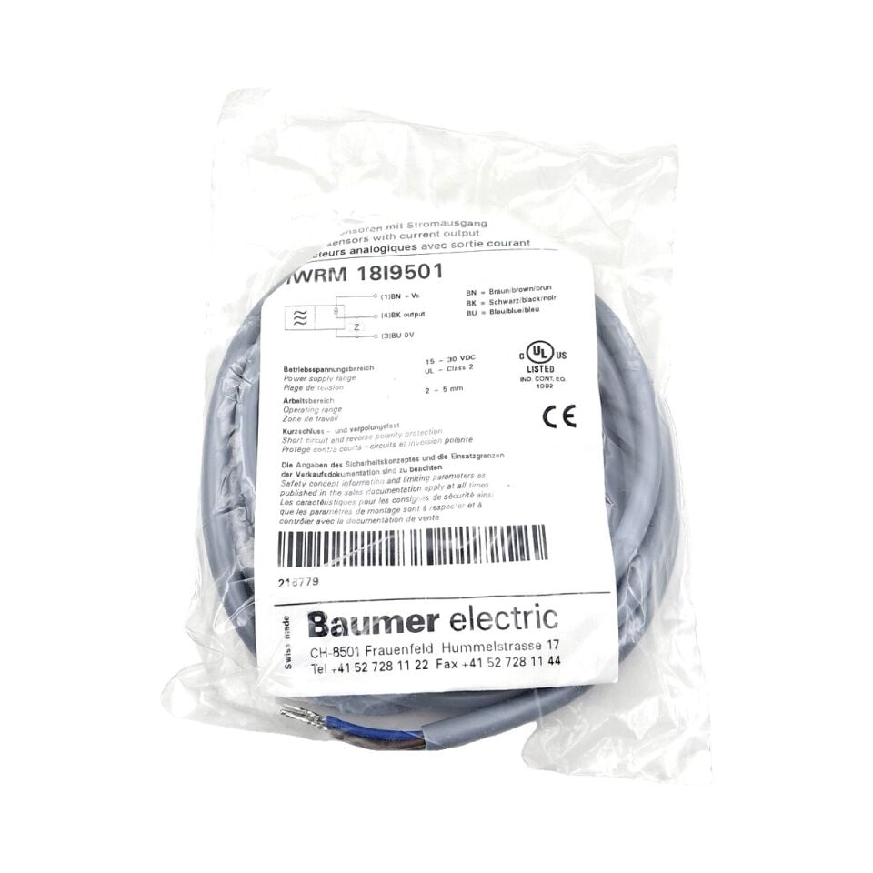 BAUMER IWRM 18I9501 M18 Endüktif Mesafe Sensörü Analog Çıkışlı