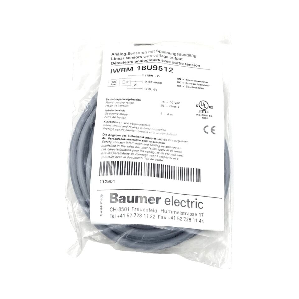 BAUMER IWRM 18U9512 M18 Endüktif Mesafe Sensörü Analog Çıkışlı