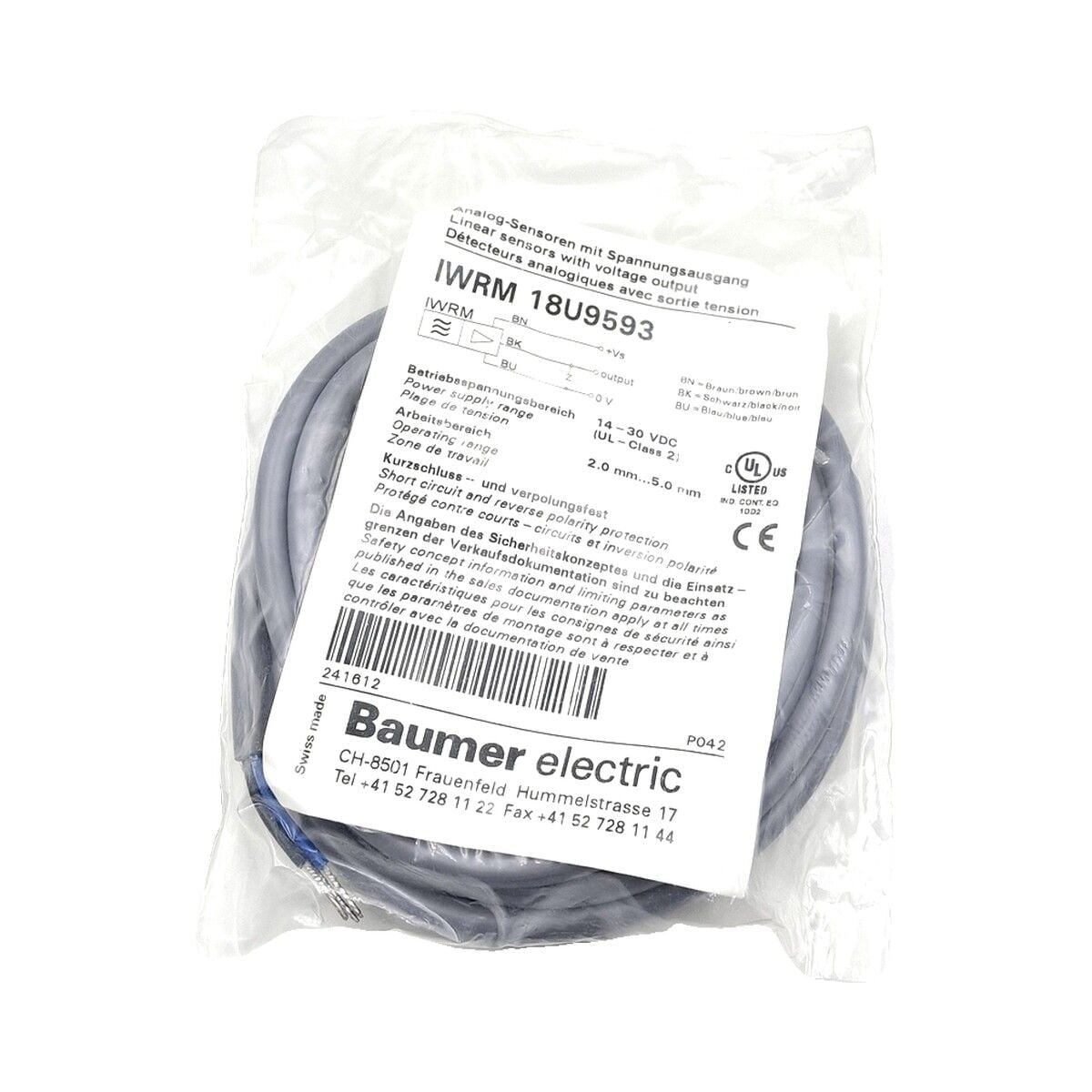 BAUMER IWRM 18U9593 M18 Endüktif Mesafe Sensörü Analog Çıkışlı