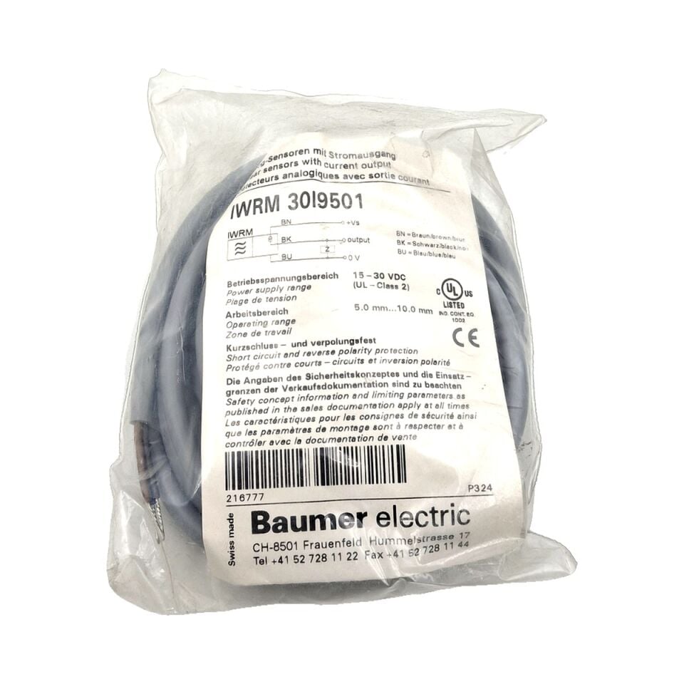 BAUMER IWRM 30I9501 M30 Endüktif Mesafe Sensörü Analog Çıkışlı